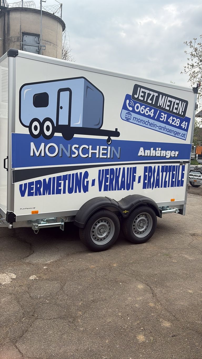 Kofferanhänger von Monschein Anhänger mit Mietbeschriftung