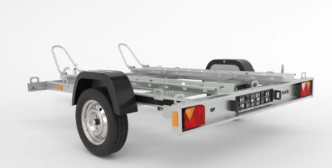 Motorradanhänger Martz GP 2 Premium - kippbar, 750 kg – Heckansicht
